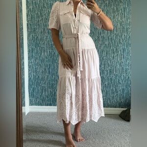 Elie Tahari High End Line Light Pink Eyelet Maxi Dress